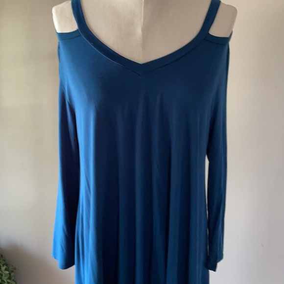 GIBSON LATIMER COLD SHOULDER LONG SLEEVE ASYMMETRICAL-STRETCH TUNIC SZ large - Picture 5 of 9